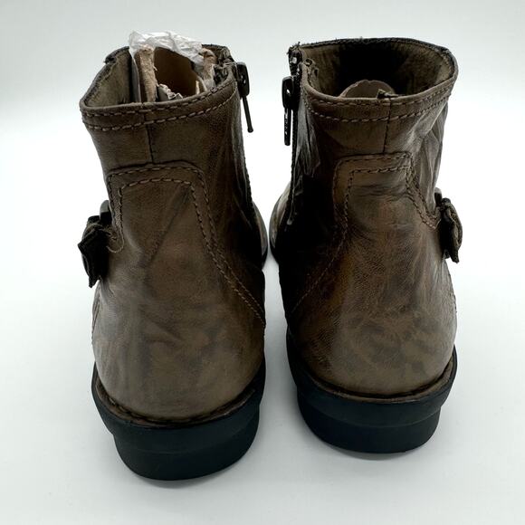 Clarks Bendables Crinkle Leather Wedge Casual Bootie Olive Green 68741 Size 8.5M - Picture 5 of 5